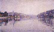 Paul Signac River's Edge The Seine at Herblay oil